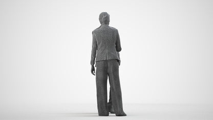 photogrammetry 3D woman business, realistic human model archviz FBX, wireframe side view