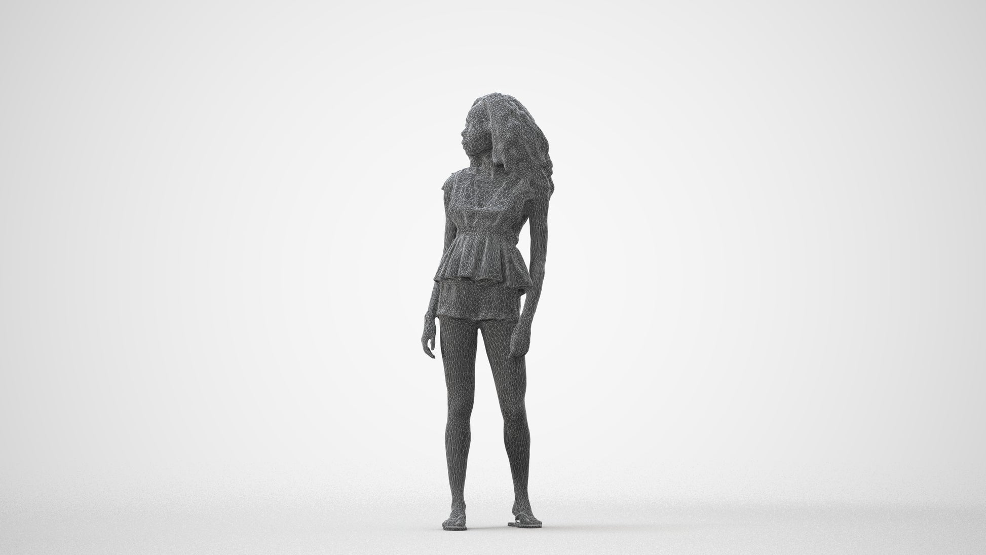 scanned 3D woman casual standing, photogrammetry people for Enscape and V-Ray, square thumbnail