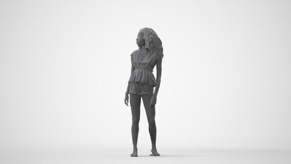 scanned 3D woman casual standing, photogrammetry people for Enscape and V-Ray, square thumbnail