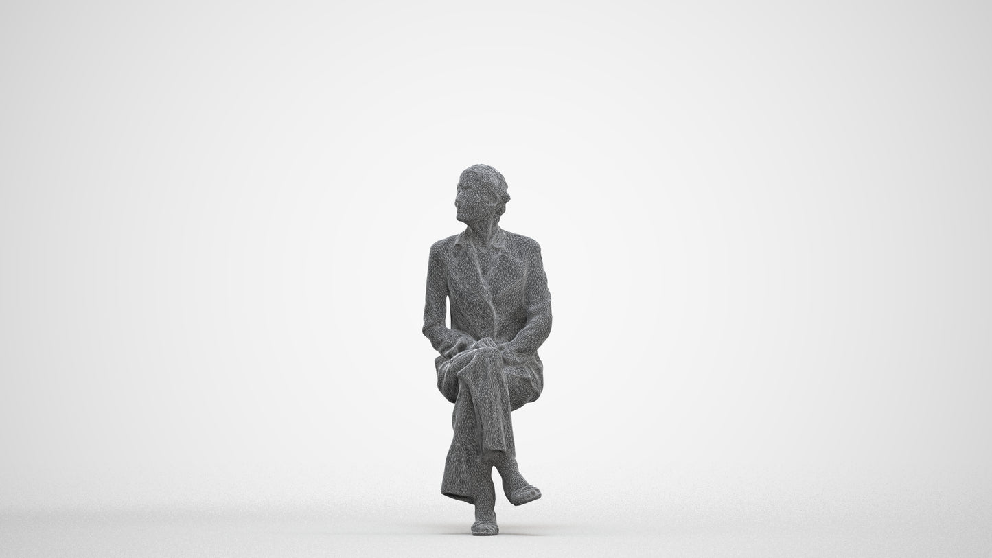 scanned 3D senior woman business, photogrammetry people for Enscape and V-Ray, three-quarter front view render