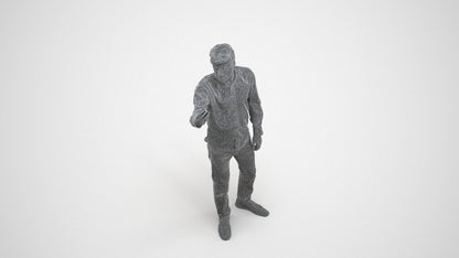 scanned 3D man casual standing, photogrammetry people for Enscape and V-Ray, wireframe three-quarter view