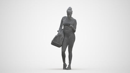 realistic 3D human woman sport, archviz people FBX OBJ for Blender, three-quarter front view render