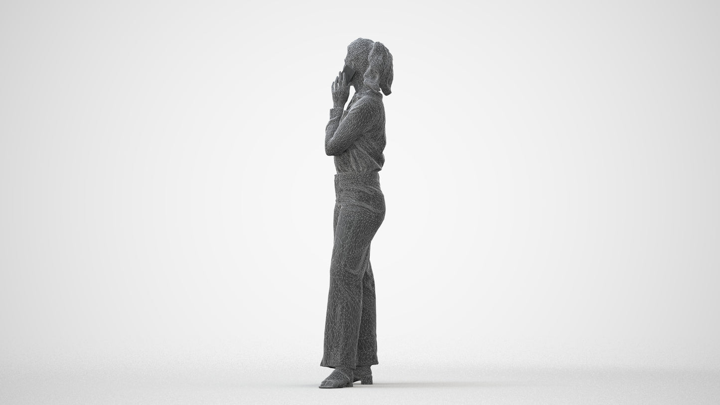 3D people model woman casual standing, scanned human for 3ds Max rendering, square thumbnail