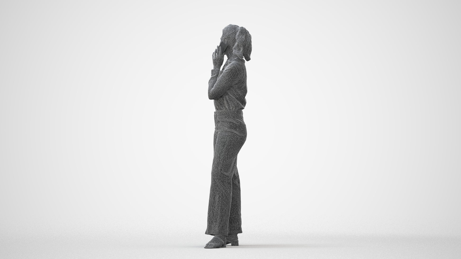 3D people model woman casual standing, scanned human for 3ds Max rendering, square thumbnail