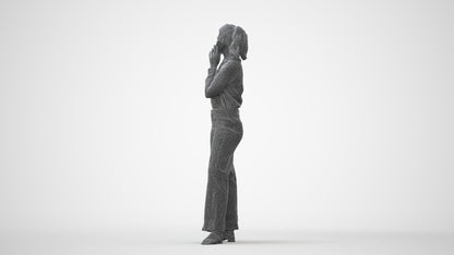3D people model woman casual standing, scanned human for 3ds Max rendering, square thumbnail