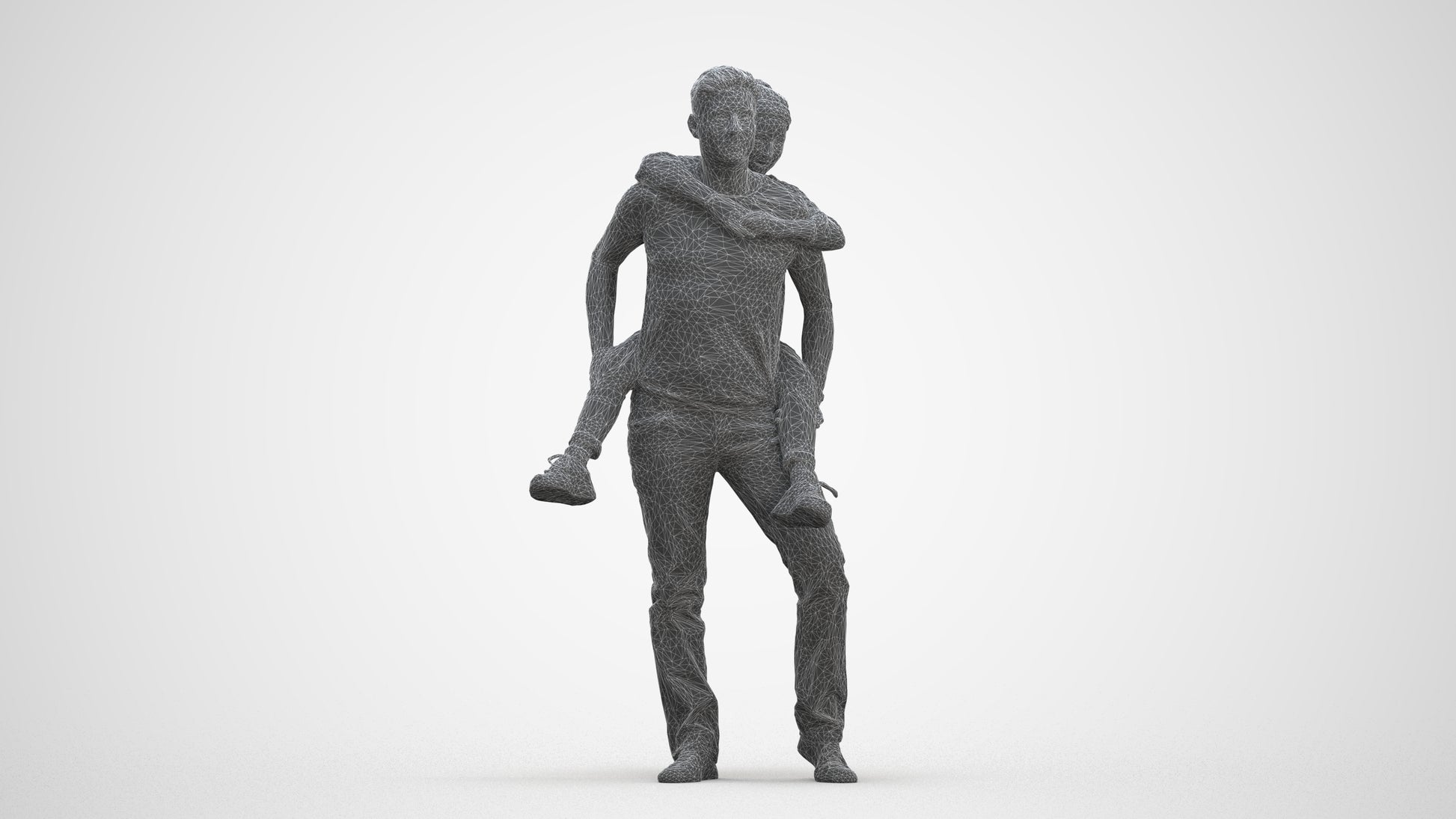 3D scanned girl kids casual, photorealistic archviz people for Enscape and SketchUp, three-quarter front view render