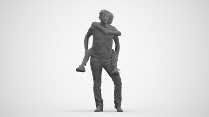3D scanned girl kids casual, photorealistic archviz people for Enscape and SketchUp, three-quarter front view render