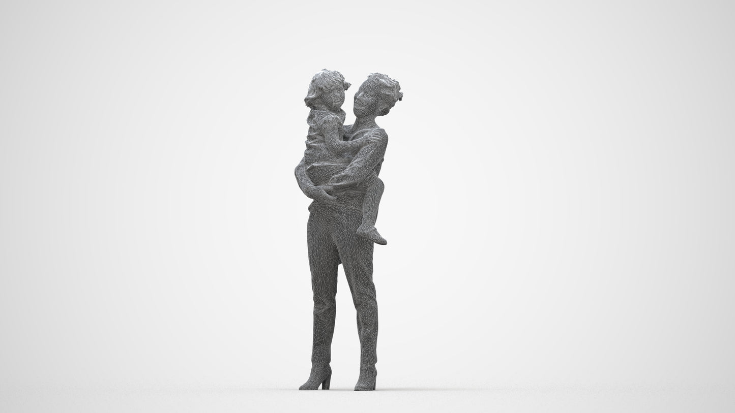 realistic 3D people girl casual kids, render-ready for V-Ray and Corona, FBX OBJ, wireframe back view