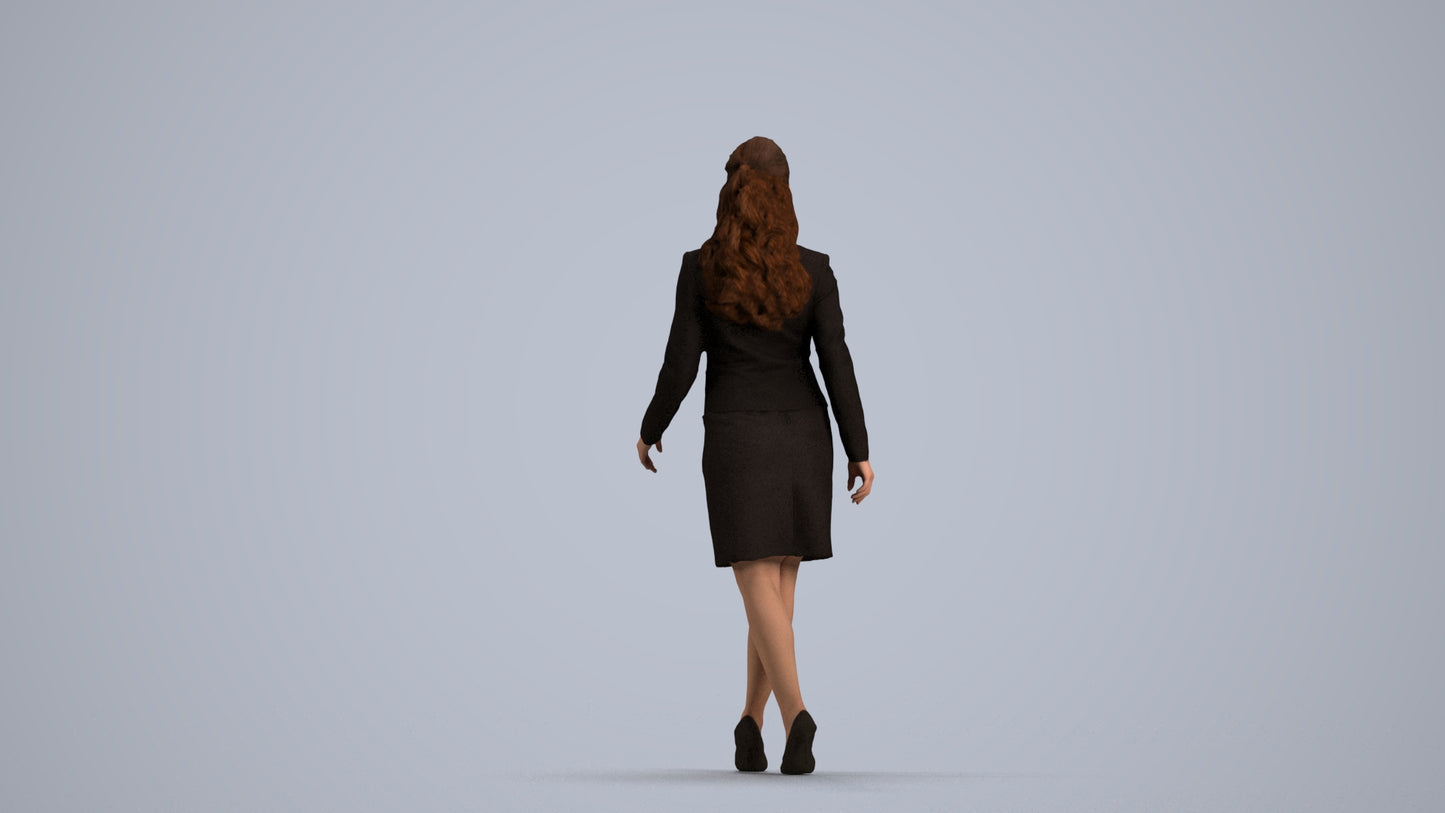 realistic 3D human woman business, archviz people FBX OBJ for Blender, front view render