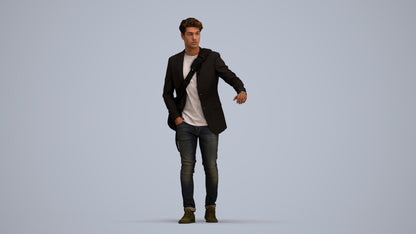 3D scanned man standing casual, photorealistic archviz people for Enscape and SketchUp, standing pose render