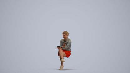 3D people model woman casual sitting, scanned human for 3ds Max rendering, standing pose render