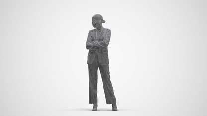photogrammetry 3D woman business, realistic human model archviz FBX, three-quarter front view render