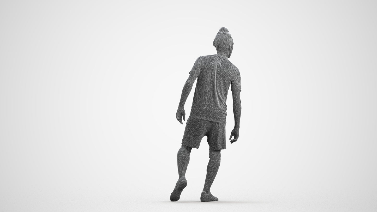 3D human model man sport, photogrammetry scanned person for archviz, wireframe front view