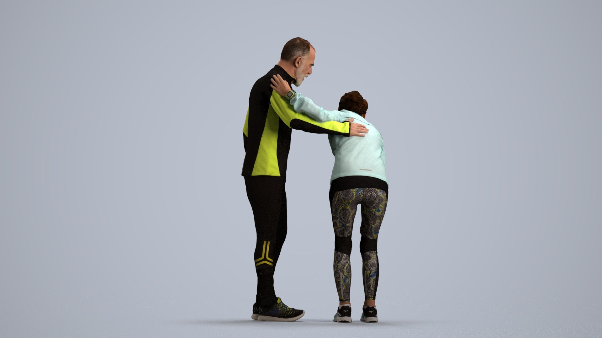 photogrammetry 3D senior woman sport, realistic human model archviz FBX, front view render