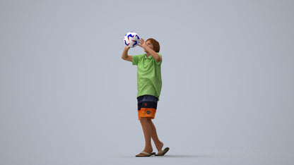 3D human model boy sport kids, photogrammetry scanned person for archviz, three-quarter view render