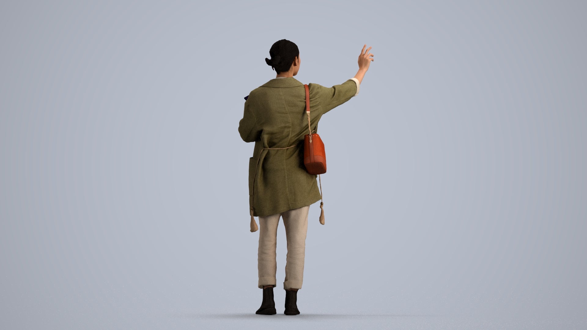 3D people model woman casual standing, scanned human for 3ds Max rendering, front view render