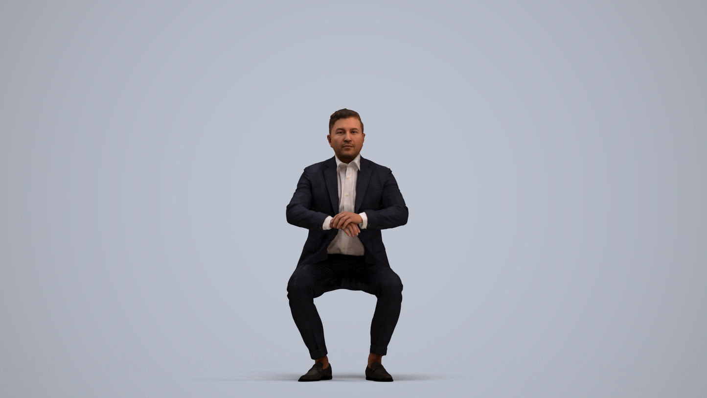 photogrammetry 3D man business, realistic human model archviz FBX, standing pose render