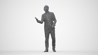realistic 3D human man business, archviz people FBX OBJ for Blender, wireframe back view