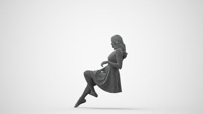 photogrammetry 3D woman sitting, realistic human model archviz FBX, square thumbnail