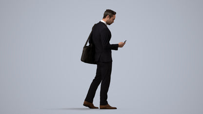 3D scanned man business formal, photorealistic archviz people for Enscape and SketchUp, side view render