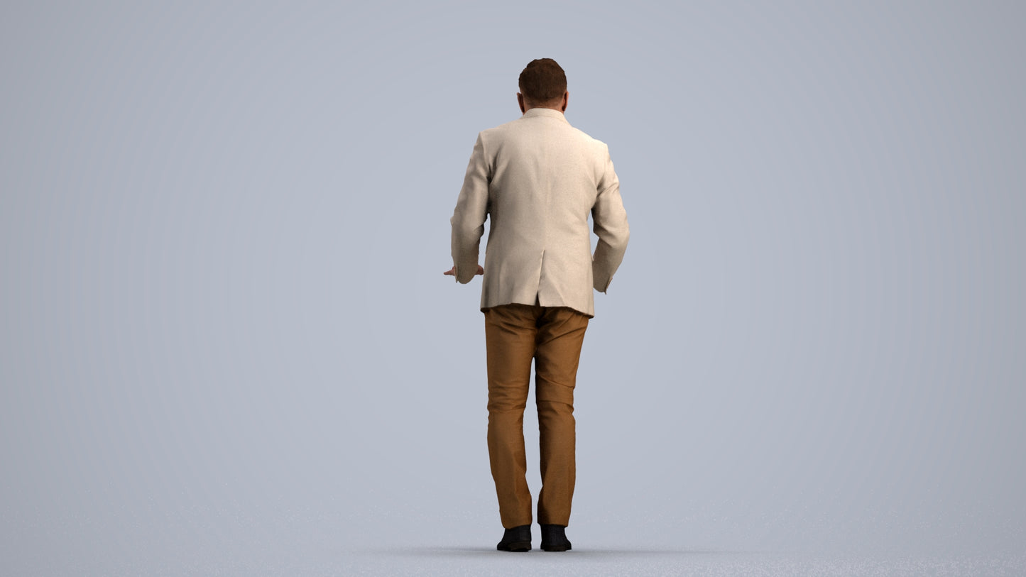 3D people model man business standing, scanned human for 3ds Max rendering, front view render