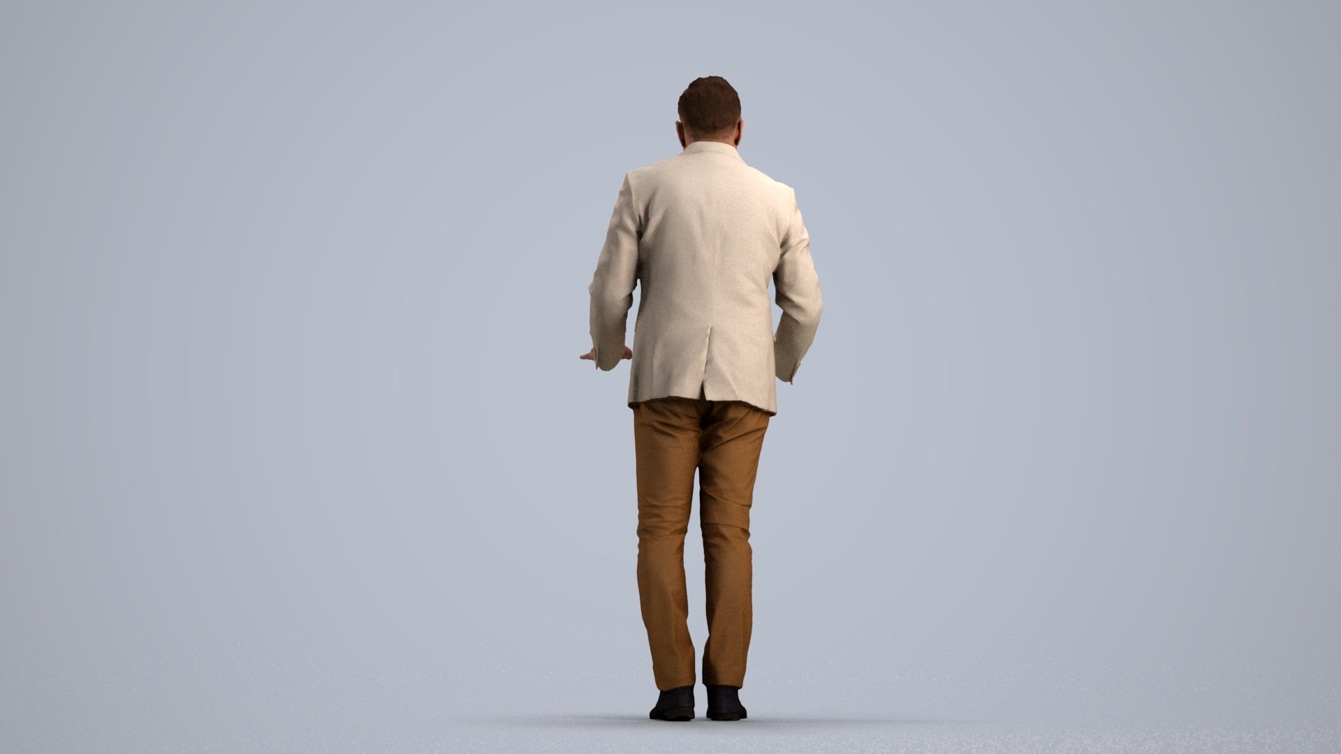 3D people model man business standing, scanned human for 3ds Max rendering, front view render