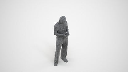 3D people model woman casual standing, scanned human for 3ds Max rendering, wireframe three-quarter view