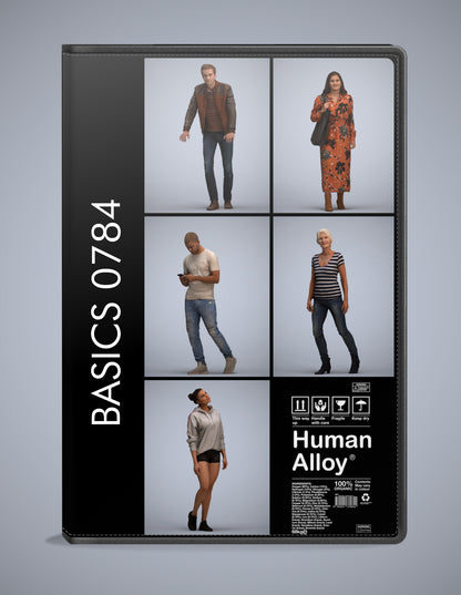 scanned 3D people walking collection, 5 photogrammetry models for Enscape and V-Ray