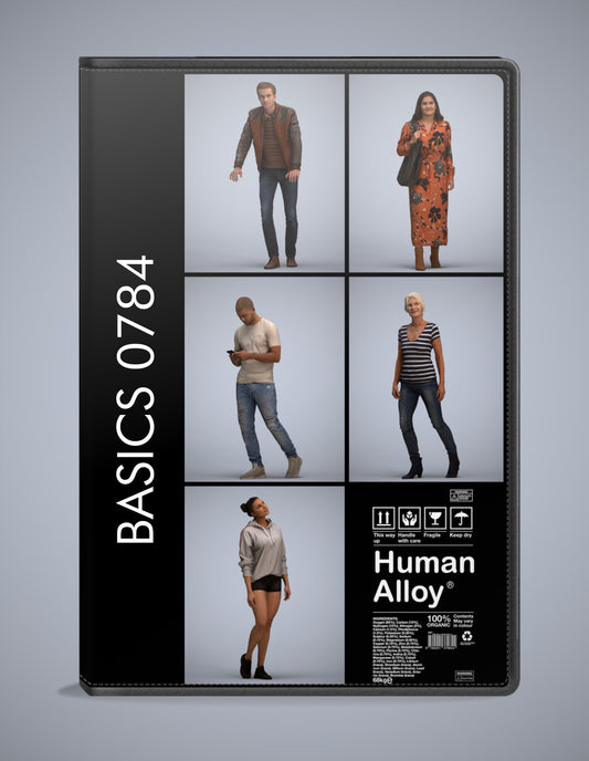 scanned 3D people walking collection, 5 photogrammetry models for Enscape and V-Ray