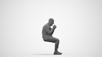 realistic 3D people man business sitting, render-ready for V-Ray and Corona, FBX OBJ, wireframe side view