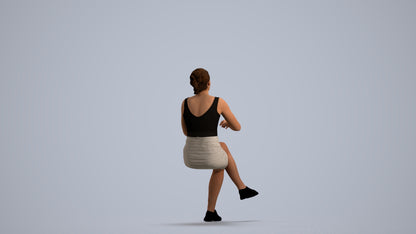 3D people model girl casual kids, scanned human for 3ds Max rendering, front view render