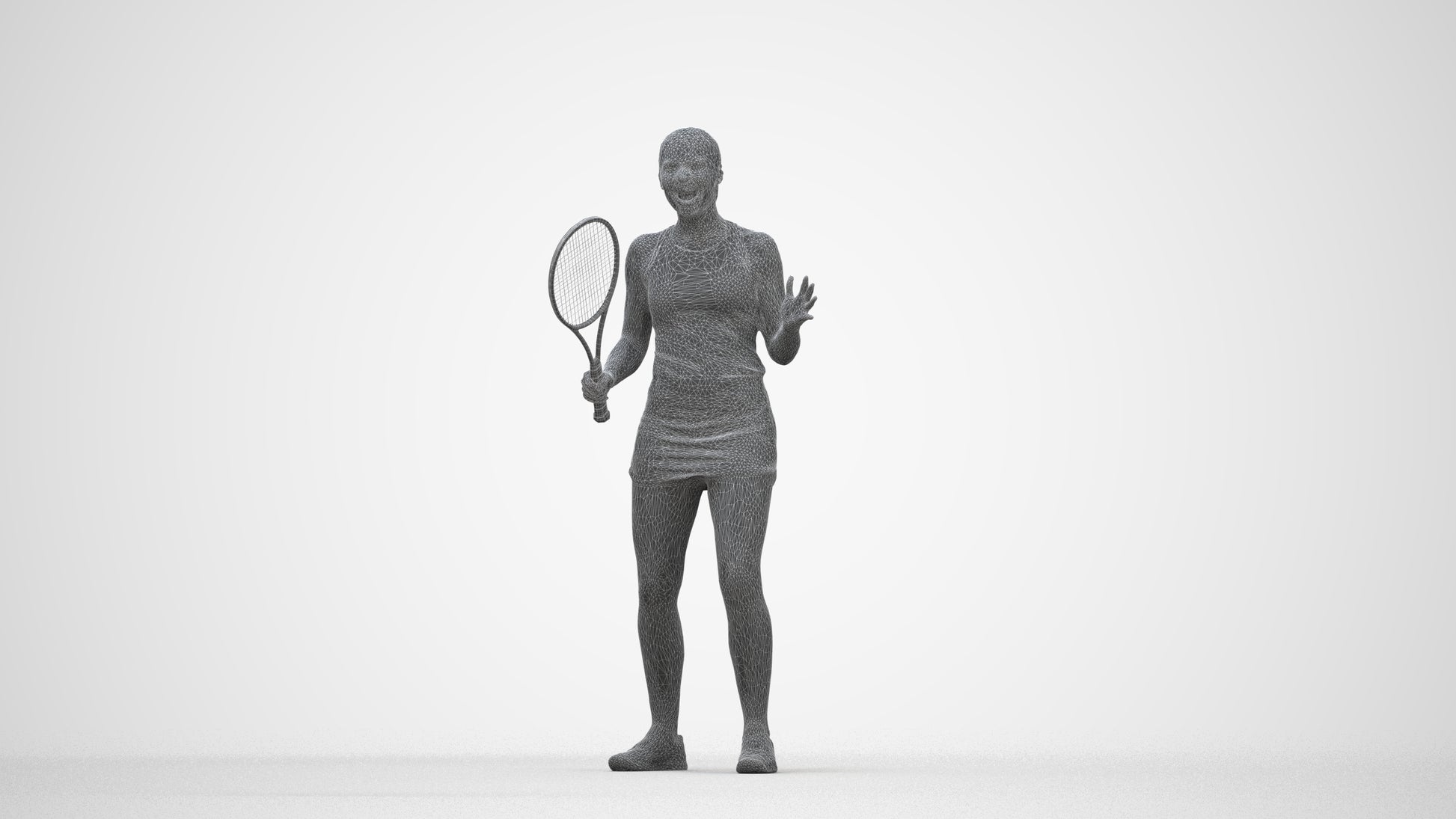 photogrammetry 3D girl sport, realistic human model archviz FBX, wireframe back view
