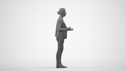 3D scanned woman business, photorealistic archviz people for Enscape and SketchUp, wireframe side view
