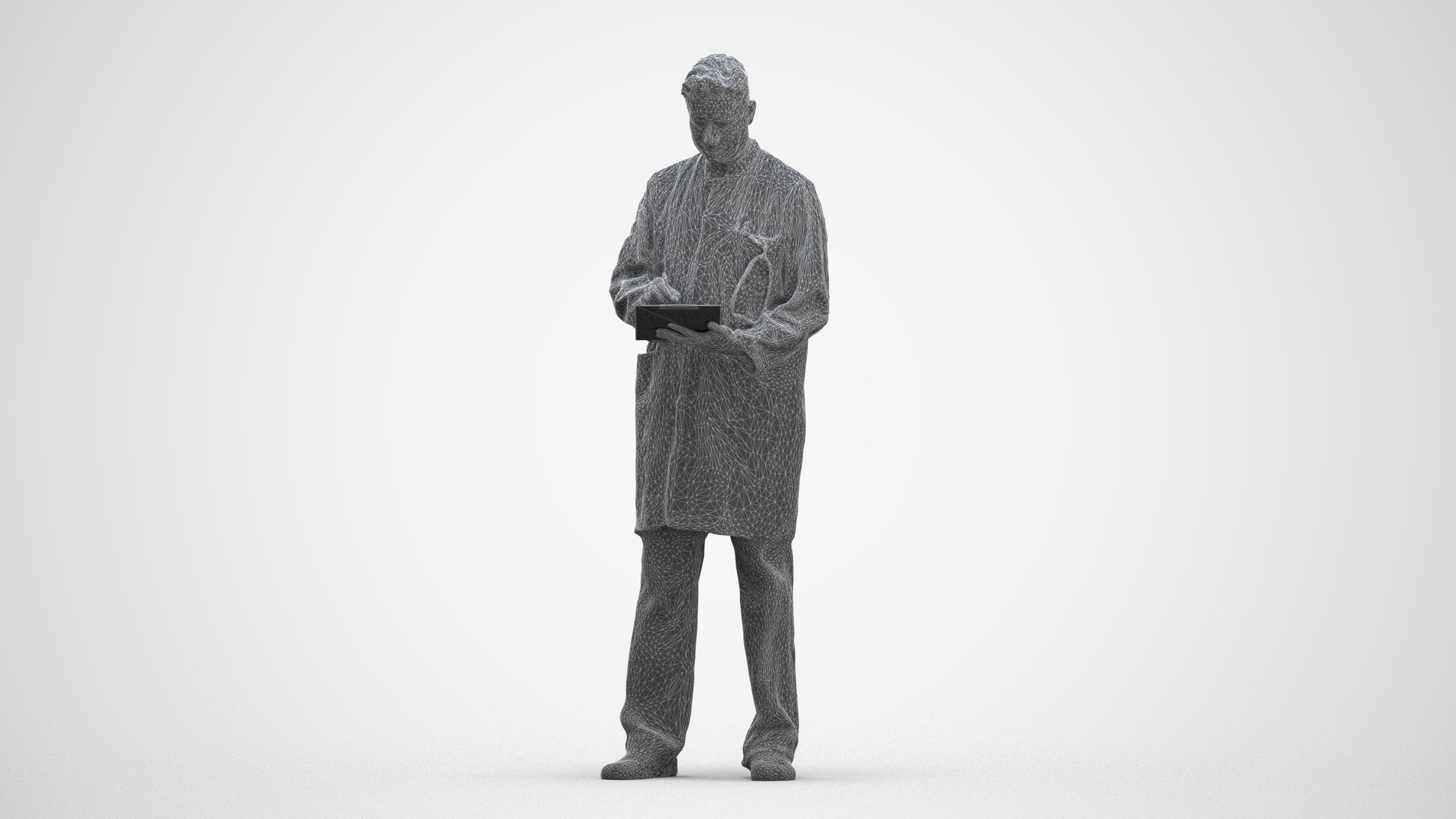3D people model man medical, scanned human for 3ds Max rendering, three-quarter front view render