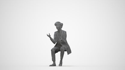 realistic 3D woman business sitting, scanned archviz people for Blender and 3ds Max, wireframe back view