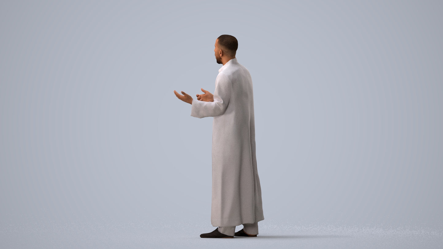 realistic 3D human man standing, archviz people FBX OBJ for Blender, three-quarter view render
