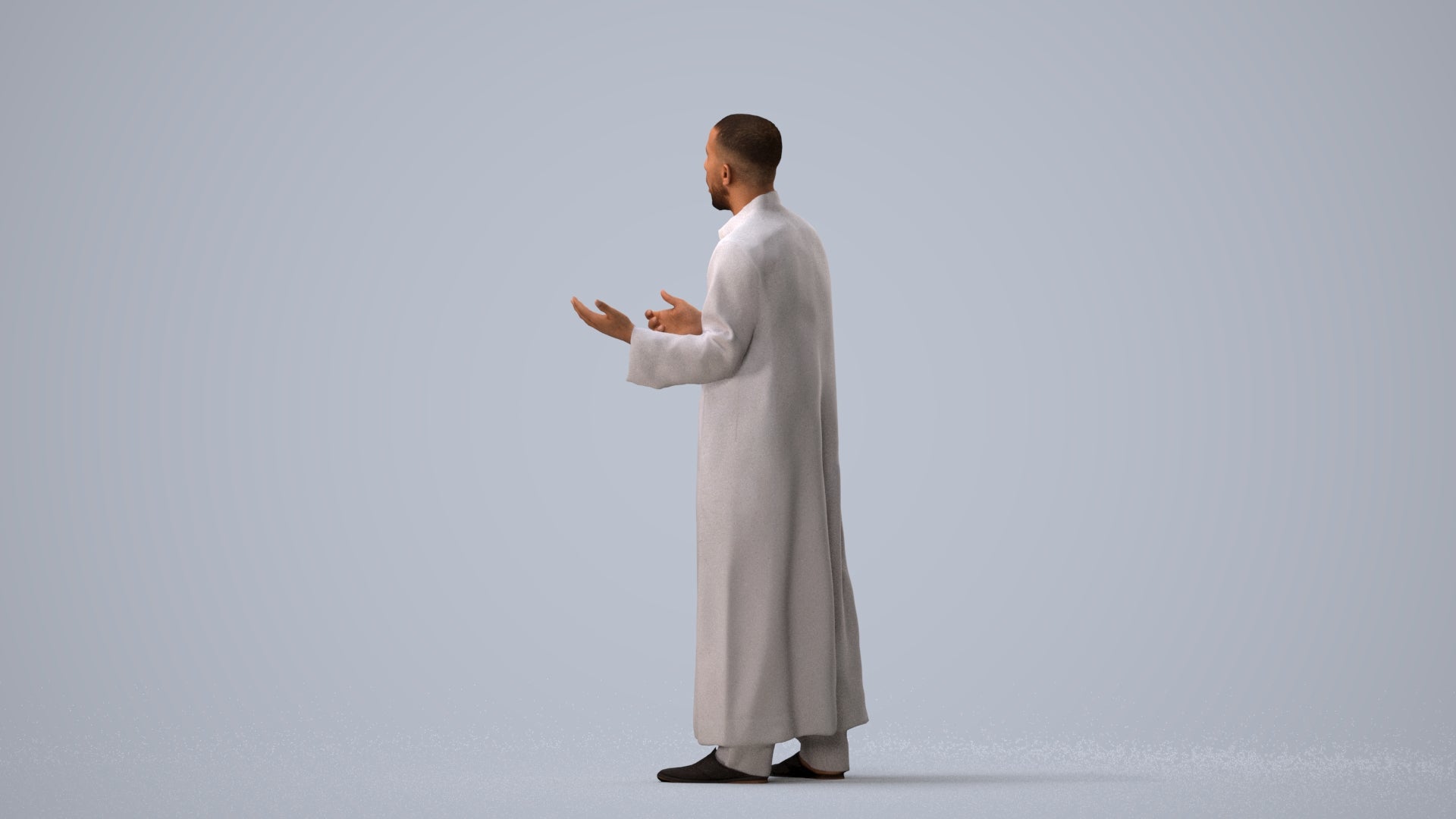 realistic 3D human man standing, archviz people FBX OBJ for Blender, three-quarter view render