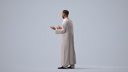 realistic 3D human man standing, archviz people FBX OBJ for Blender, three-quarter view render