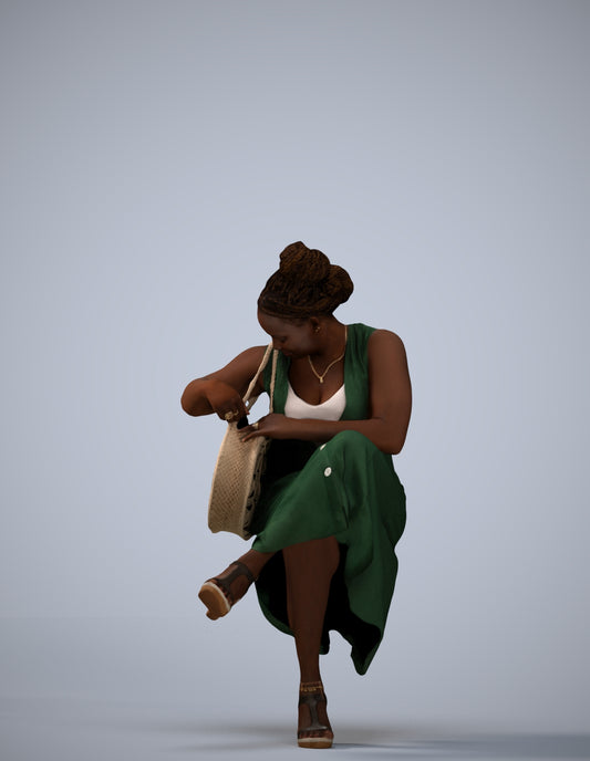3D people model woman casual sitting, scanned human for 3ds Max rendering