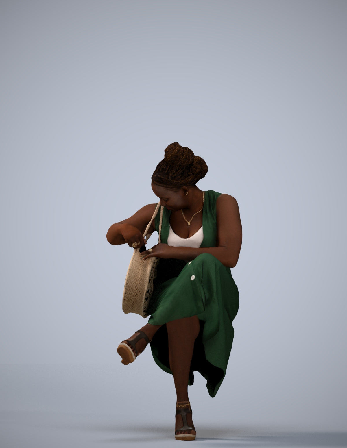 3D people model woman casual sitting, scanned human for 3ds Max rendering