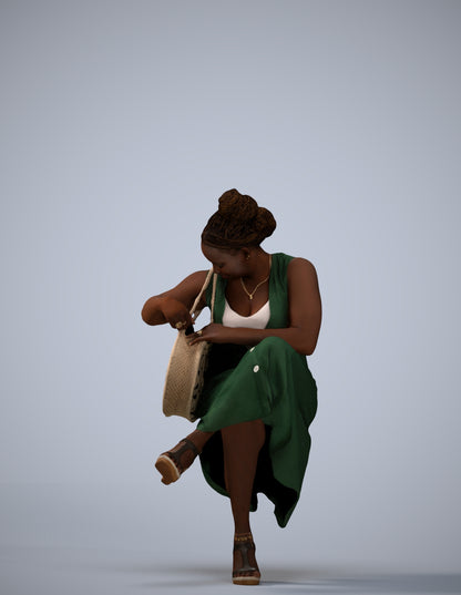 3D people model woman casual sitting, scanned human for 3ds Max rendering