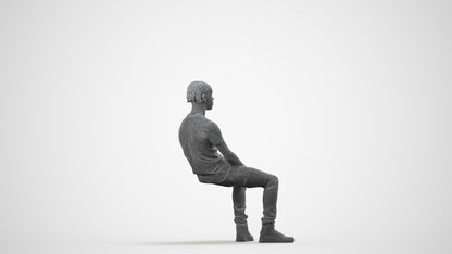 scanned 3D boy casual kids, photogrammetry people for Enscape and V-Ray, wireframe side view