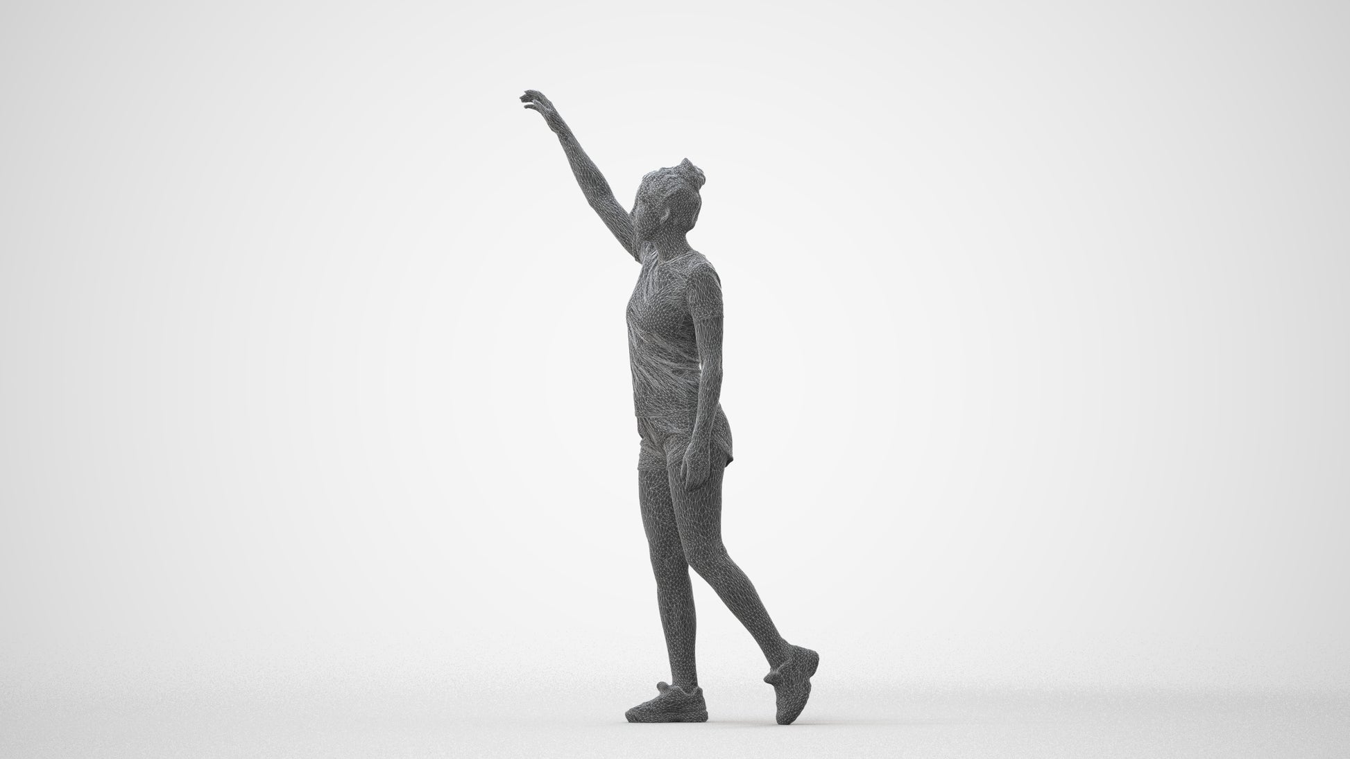 3D human model woman sport, photogrammetry scanned person for archviz, square thumbnail