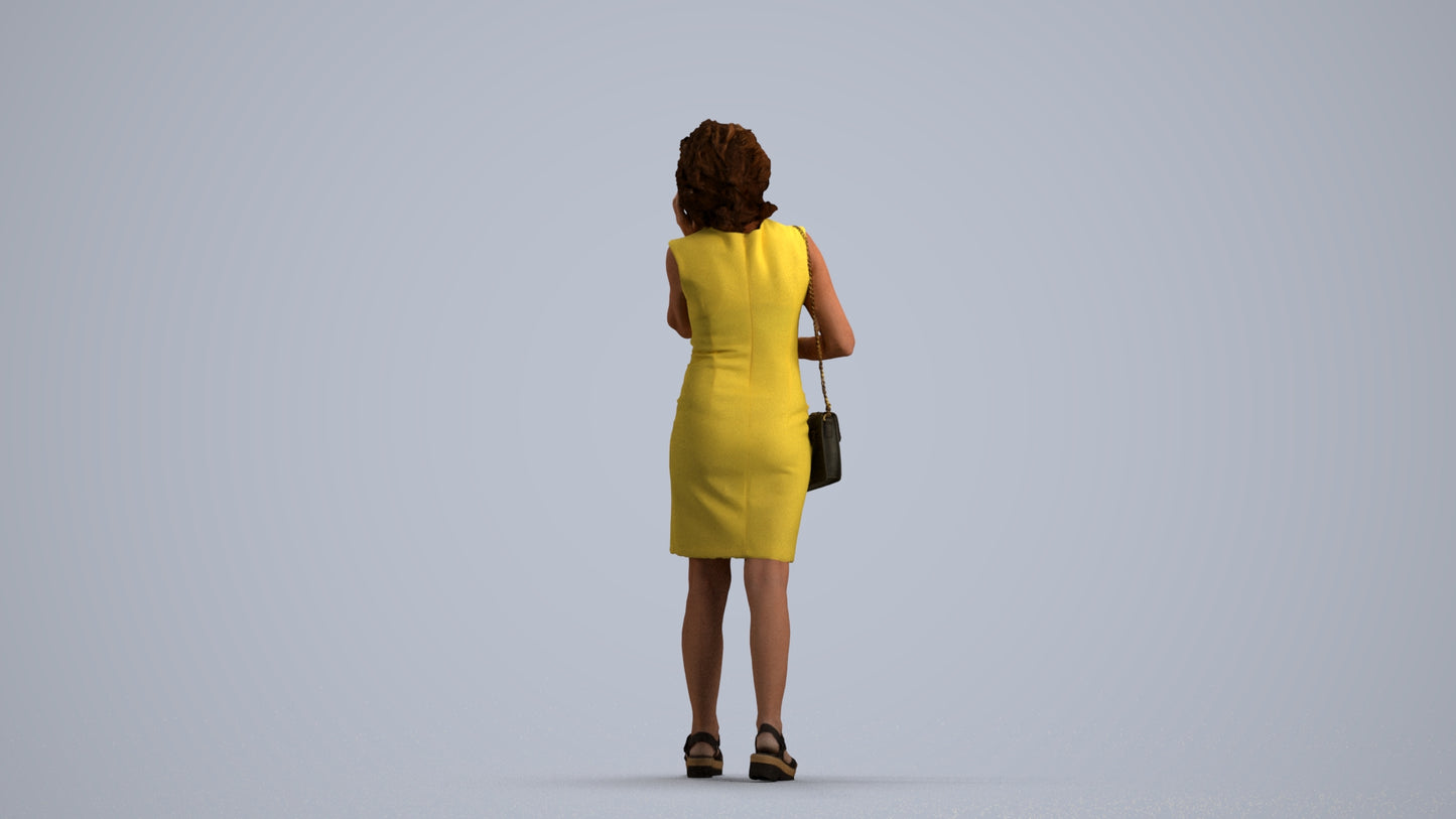 realistic 3D human woman business walking, archviz people FBX OBJ for Blender, front view render