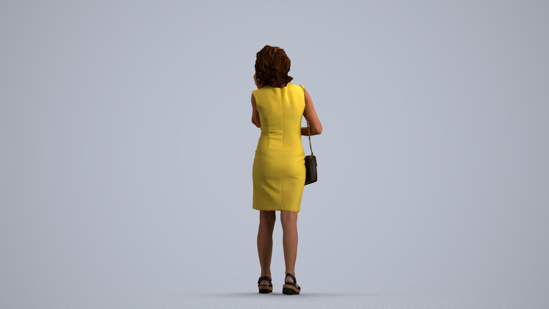 realistic 3D human woman business walking, archviz people FBX OBJ for Blender, front view render
