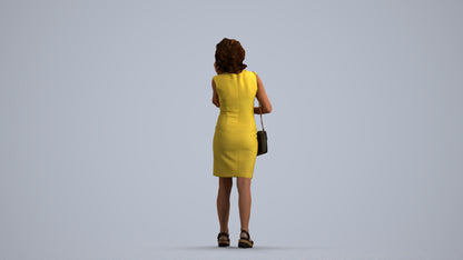 realistic 3D human woman business walking, archviz people FBX OBJ for Blender, front view render