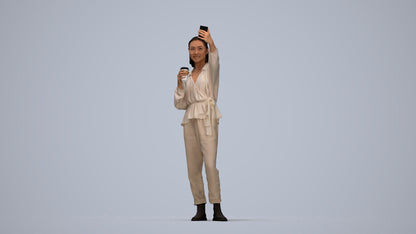 scanned 3D woman casual standing, photogrammetry people for Enscape and V-Ray, top-down view render
