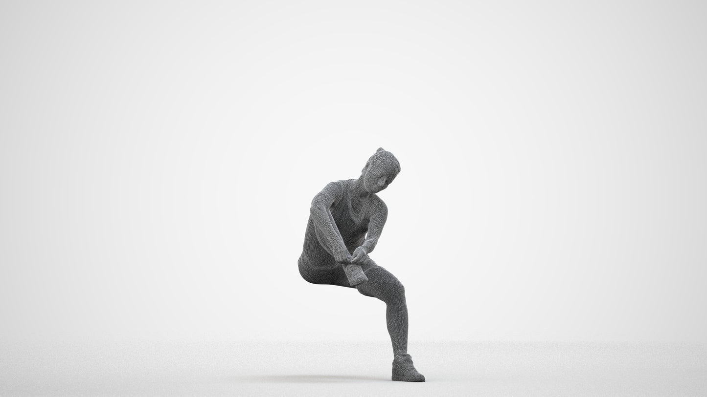 realistic 3D woman sport, scanned archviz people for Blender and 3ds Max, wireframe side view