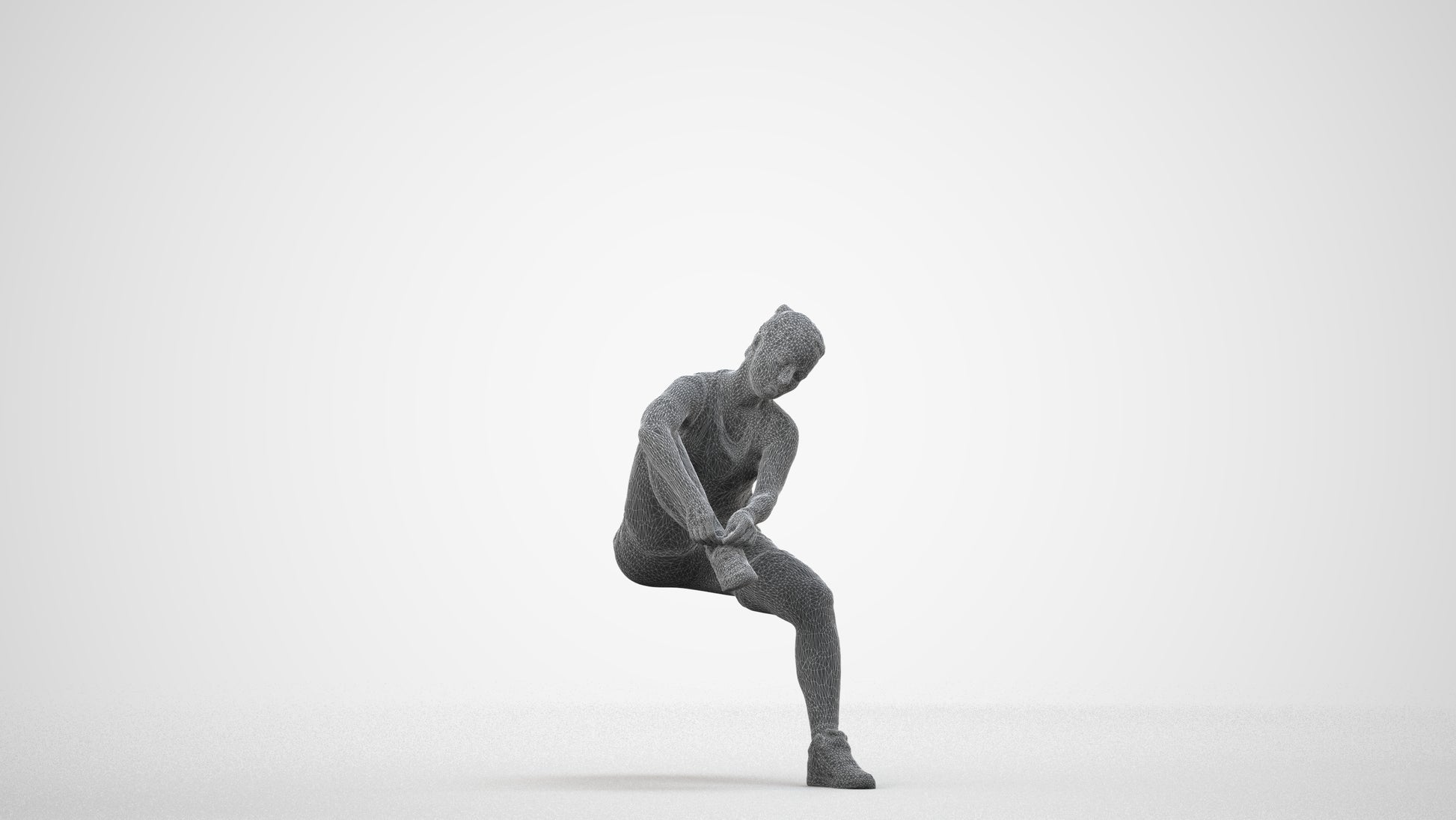 realistic 3D woman sport, scanned archviz people for Blender and 3ds Max, wireframe side view