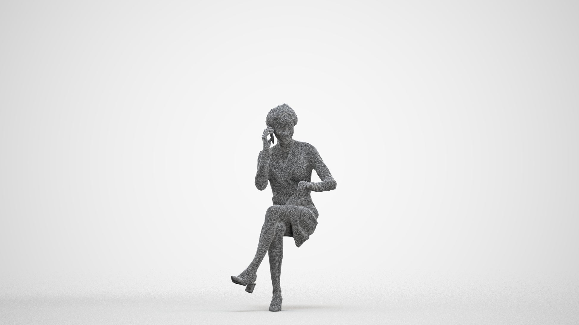 photogrammetry 3D woman casual business, realistic human model archviz FBX, three-quarter front view render